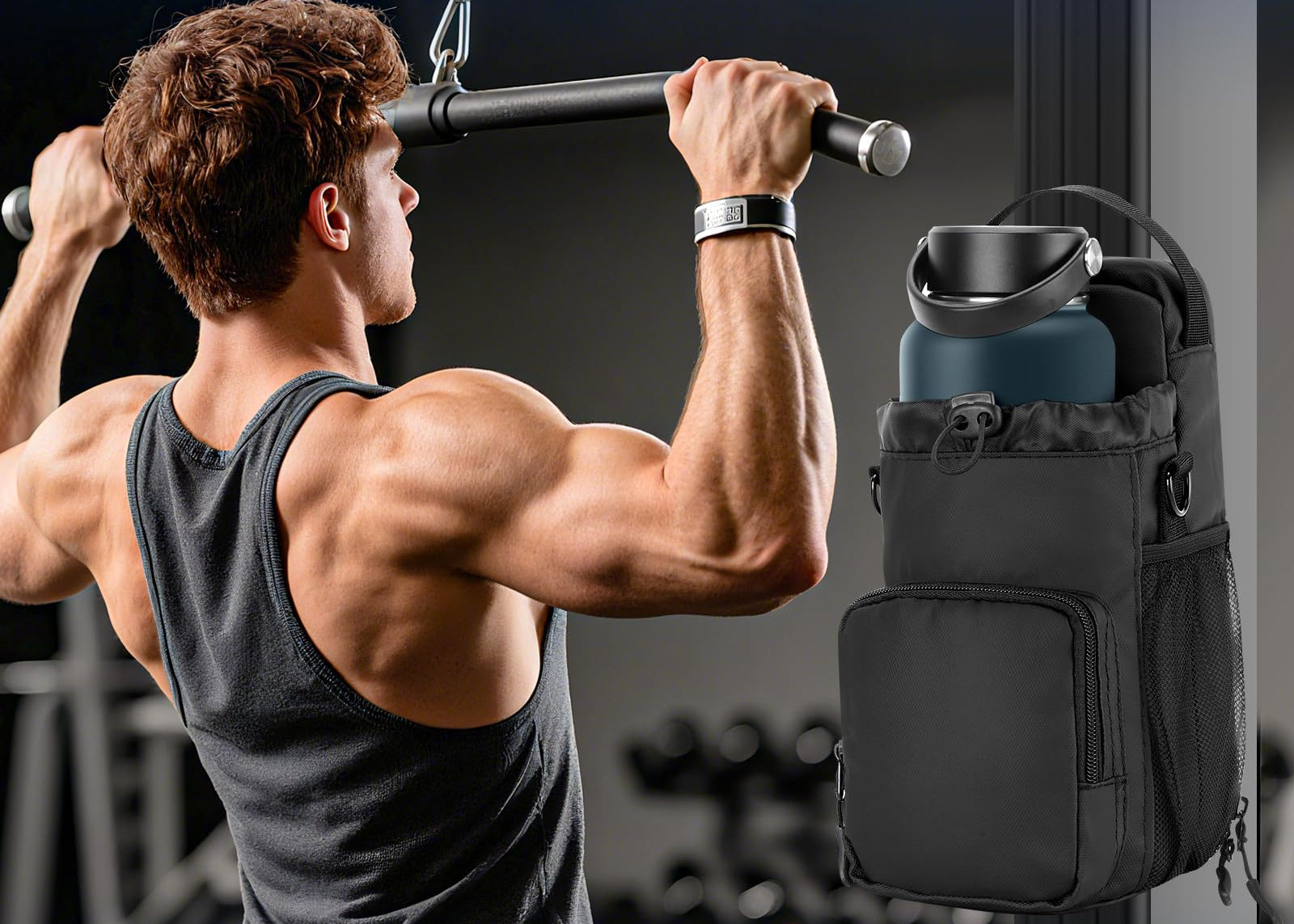 guy on a cable machine with magnetic bag